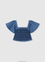 Bay Sia Top In Denim Fabric Pepe Jeans L20F2F1446 Girl