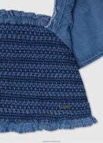 Bay Sia Top In Denim Fabric Pepe Jeans L20F2F1446 Girl - Image 3