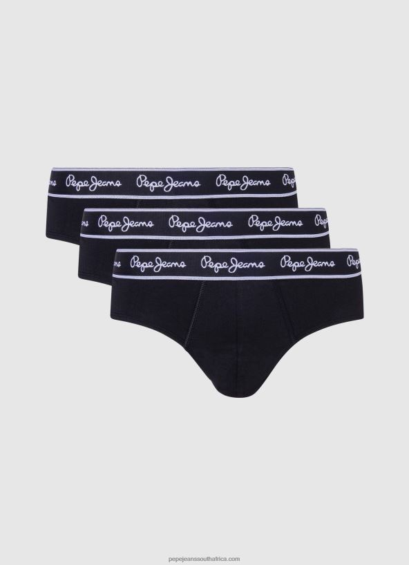 black_3pack_elastic_cotton_briefs_pepe_jeans_l20f2f1158_men.jpg Black 3Pack Elastic Cotton Briefs Pepe Jeans L20F2F1158 Men - Image 1