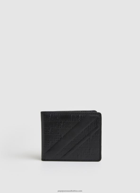 black_all_over_logo_leather_wallet_pepe_jeans_l20f2f1296_men.jpg Black All Over Logo Leather Wallet Pepe Jeans L20F2F1296 Men - Image 1