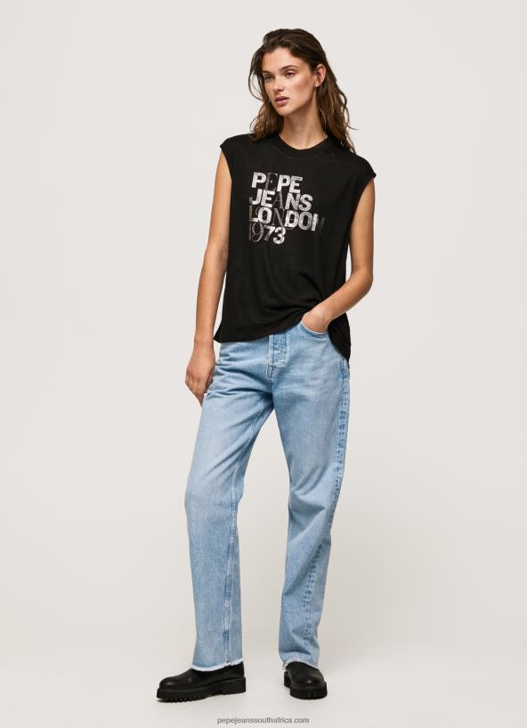 black_armhole_sleeves_logo_t_shirt_pepe_jeans_l20f2f419_women.jpg Black Armhole Sleeves Logo T-Shirt Pepe Jeans L20F2F419 Women - Image 1