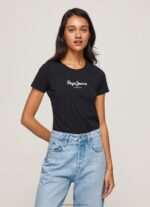 Black Basic Logo T-Shirt Pepe Jeans L20F2F400 Women - Image 2
