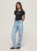 Black Basic Logo T-Shirt Pepe Jeans L20F2F400 Women - Image 3
