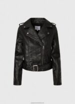 Black Biker Jacket With Epalules Shoulders Pepe Jeans L20F2F116 Women - Image 5