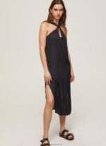 Black Casey Plain Satin Dress Pepe Jeans L20F2F186 Women