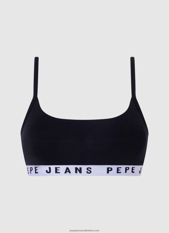 black_cotton_sports_bra_pepe_jeans_l20f2f567_women.jpg Black Cotton Sports Bra Pepe Jeans L20F2F567 Women - Image 1