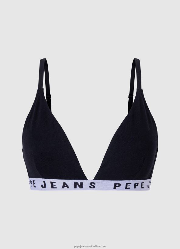 black_cotton_triangular_bra_pepe_jeans_l20f2f538_women.jpg Black Cotton Triangular Bra Pepe Jeans L20F2F538 Women - Image 1