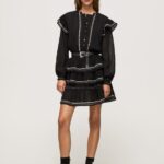 Black Embroidered Detailing Mini Dress Pepe Jeans L20F2F190 Women