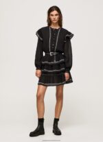 Black Embroidered Detailing Mini Dress Pepe Jeans L20F2F190 Women