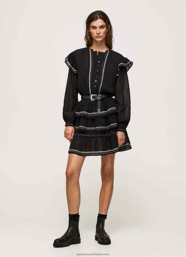 black_embroidered_detailing_mini_dress_pepe_jeans_l20f2f190_women.jpg Black Embroidered Detailing Mini Dress Pepe Jeans L20F2F190 Women - Image 1