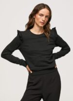 Black Frilled Cotton Jumper Pepe Jeans L20F2F283 Women