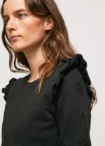 Black Frilled Cotton Jumper Pepe Jeans L20F2F283 Women - Image 3