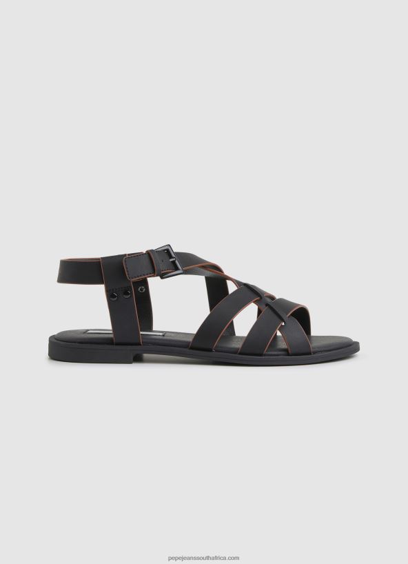 black_hayes_rome_flat_sandals_pepe_jeans_l20f2f657_women.jpg Black Hayes Rome Flat Sandals Pepe Jeans L20F2F657 Women - Image 1