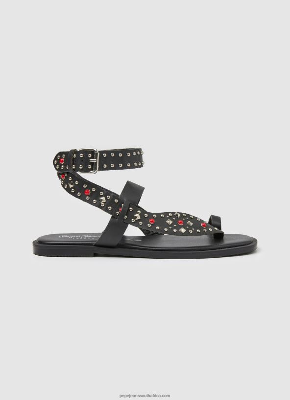 black_irma_ethnic_leather_sandals_pepe_jeans_l20f2f659_women.jpg Black Irma Ethnic Leather Sandals Pepe Jeans L20F2F659 Women - Image 1