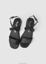 Black Irma Log Flat Leather Sandals Pepe Jeans L20F2F661 Women - Image 2