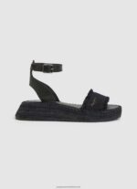 Black Kate Fabric Wedge Sandals Pepe Jeans L20F2F671 Women
