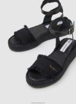 Black Kate Fabric Wedge Sandals Pepe Jeans L20F2F671 Women - Image 3