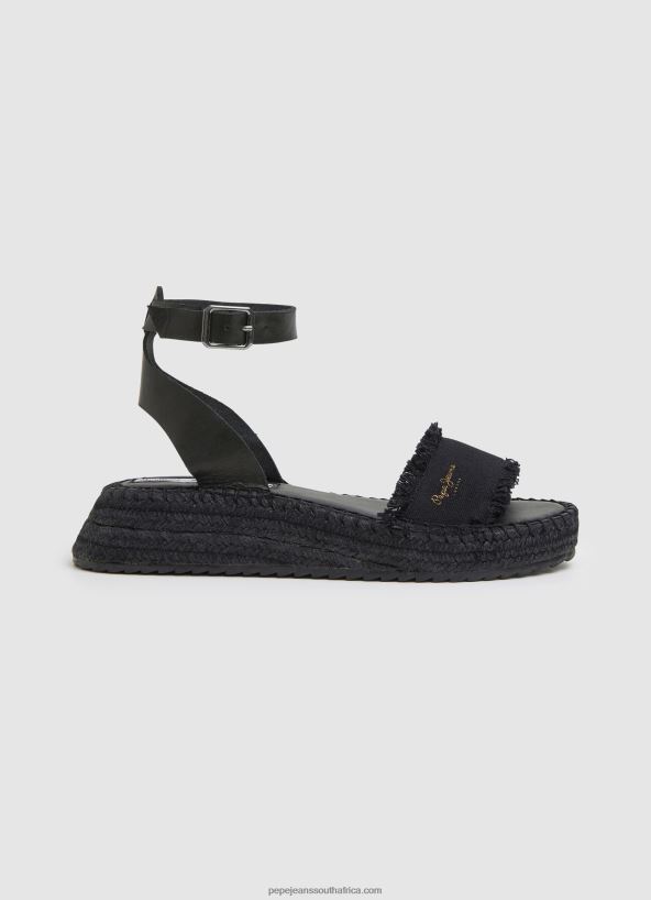 black_kate_fabric_wedge_sandals_pepe_jeans_l20f2f671_women.jpg Black Kate Fabric Wedge Sandals Pepe Jeans L20F2F671 Women - Image 1