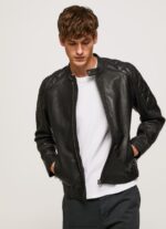 Black Lamb Leather Biker Jacket Pepe Jeans L20F2F835 Men