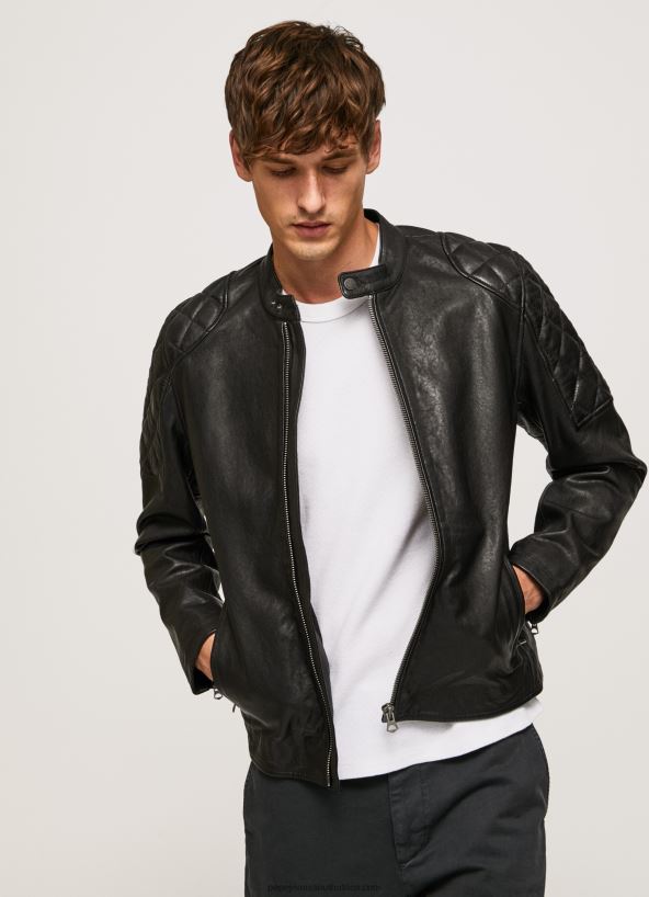 black_lamb_leather_biker_jacket_pepe_jeans_l20f2f835_men.jpg Black Lamb Leather Biker Jacket Pepe Jeans L20F2F835 Men - Image 1