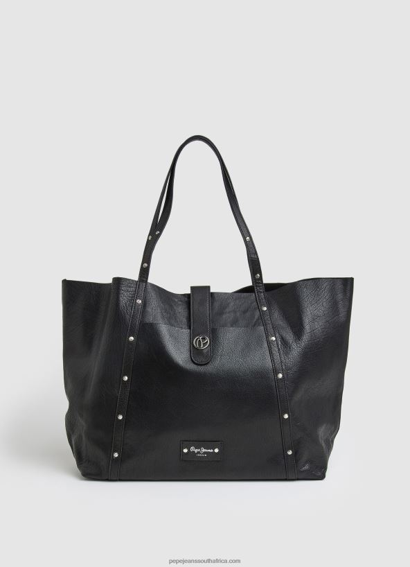 black_leather_tote_bag_pepe_jeans_l20f2f747_women.jpg Black Leather Tote Bag Pepe Jeans L20F2F747 Women - Image 1