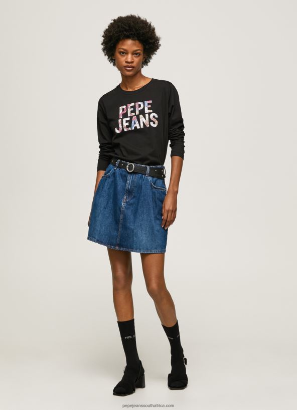 Black Logo Patched Long Sleeved T-Shirt Pepe Jeans L20F2F426 Women - Image 2