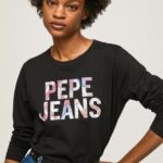 Black Logo Patched Long Sleeved T-Shirt Pepe Jeans L20F2F426 Women