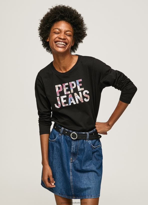 Black Logo Patched Long Sleeved T-Shirt Pepe Jeans L20F2F426 Women - Image 3