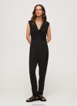 Black Long Dungarees With Knoted Details Pepe Jeans L20F2F157 Women