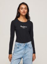 Black Long-Sleeved Cotton T-Shirt Pepe Jeans L20F2F471 Women