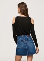 Black Long Sleeved T-Shirt With Straps Pepe Jeans L20F2F399 Women - Image 4