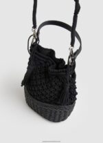 Black Macrame And Straw Bucket Bag Pepe Jeans L20F2F741 Women - Image 2