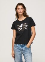 Black Metallic Logo Cotton T-Shirt Pepe Jeans L20F2F414 Women - Image 2