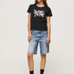Black Metallic Logo Cotton T-Shirt Pepe Jeans L20F2F414 Women