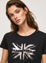 Black Metallic Logo Cotton T-Shirt Pepe Jeans L20F2F414 Women - Image 3