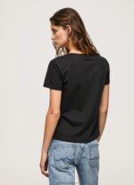 Black Metallic Logo Cotton T-Shirt Pepe Jeans L20F2F414 Women - Image 4