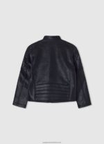 Black Padded Shoulder Biker Jacket Pepe Jeans L20F2F1571 Boy - Image 2