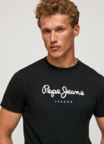 Black Printed Logo Cotton T-Shirt Pepe Jeans L20F2F1000 Men