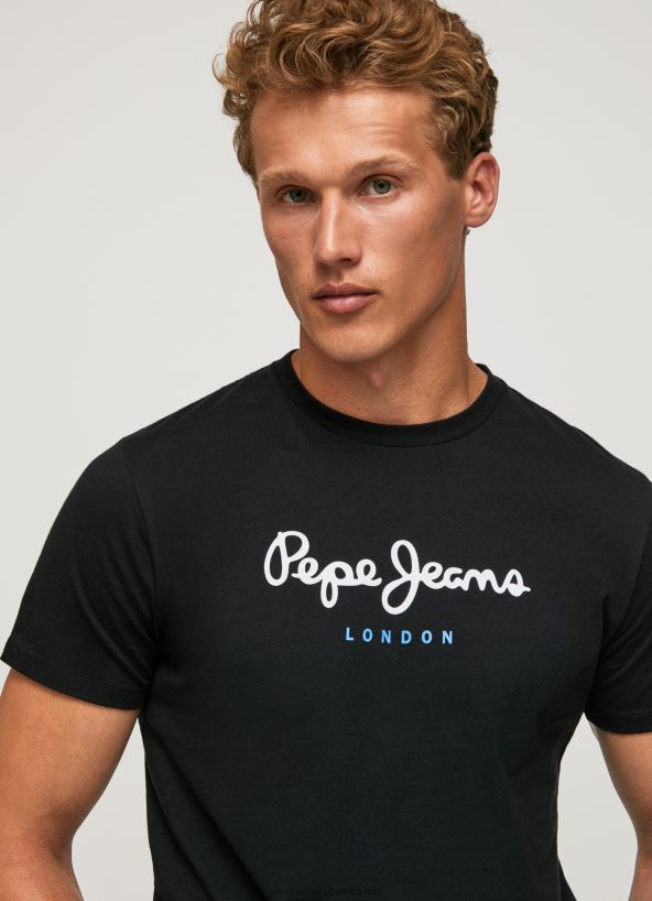 black_printed_logo_cotton_t_shirt_pepe_jeans_l20f2f1000_men.jpg Black Printed Logo Cotton T-Shirt Pepe Jeans L20F2F1000 Men - Image 1