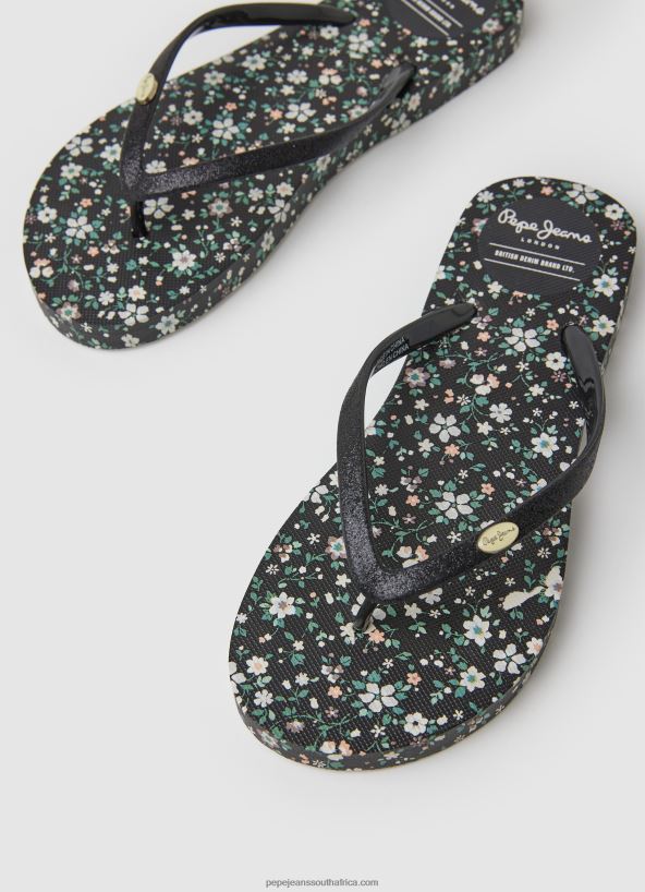 Black Rake Garden Night Beach Flip Flops Pepe Jeans L20F2F701 Women - Image 3