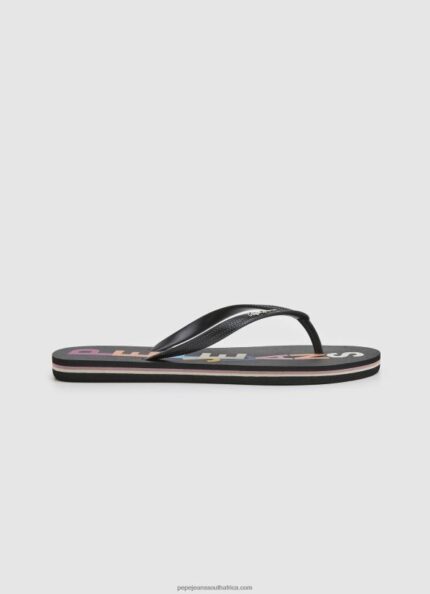 Black Rake Letters Beach Flip Flops Pepe Jeans L20F2F697 Women