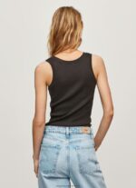 Black Ribbed Armhole-Sleeved T-Shirt Pepe Jeans L20F2F440 Women - Image 4