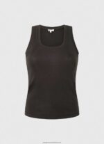 Black Ribbed Armhole-Sleeved T-Shirt Pepe Jeans L20F2F440 Women - Image 5