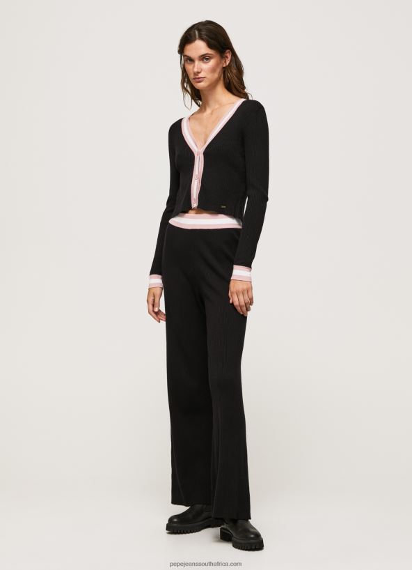 black_ribbed_knit_trousers_pepe_jeans_l20f2f306_women.jpg Black Ribbed Knit Trousers Pepe Jeans L20F2F306 Women - Image 1