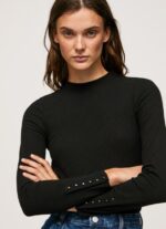 Black Ribbed Long Sleeve T-Shirt Pepe Jeans L20F2F407 Women - Image 3