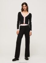 Black Ribbed V Neck Cardigan Pepe Jeans L20F2F264 Women - Image 2