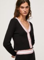 Black Ribbed V Neck Cardigan Pepe Jeans L20F2F264 Women - Image 3
