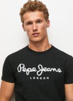 Black Short-Sleeved Cotton T-Shirt Pepe Jeans L20F2F1003 Men