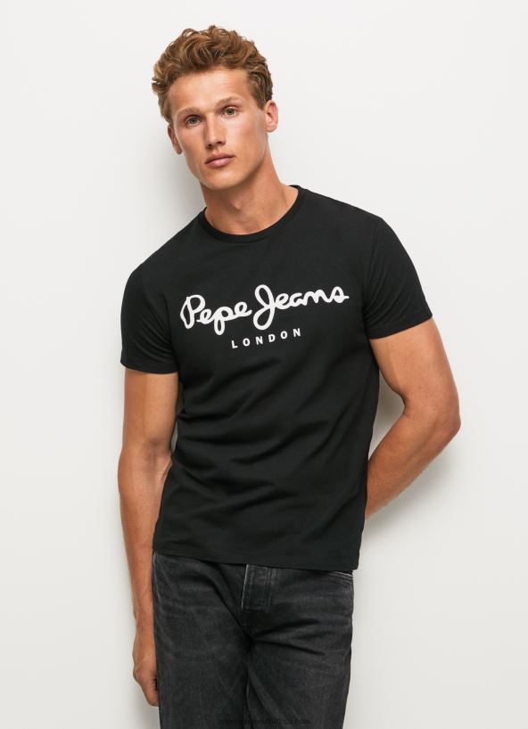 Black Short-Sleeved Cotton T-Shirt Pepe Jeans L20F2F1003 Men - Image 3