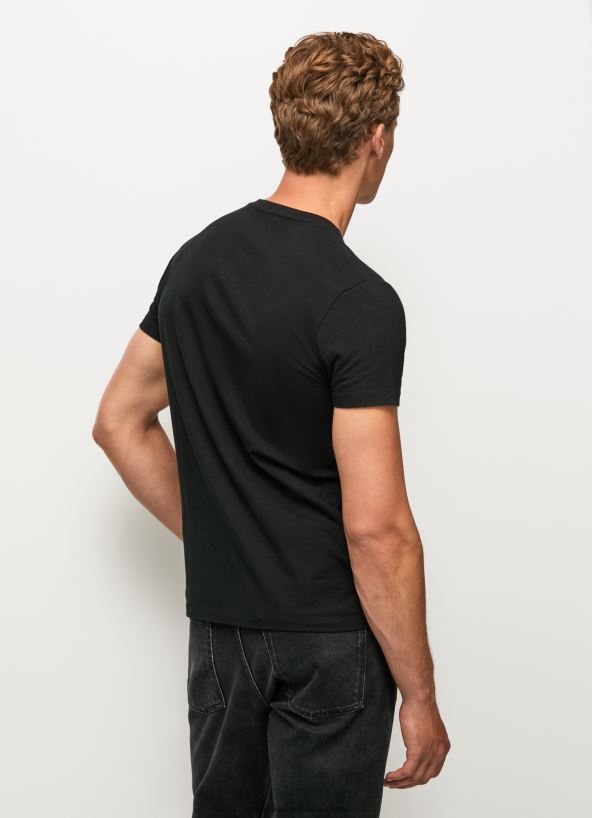Black Short-Sleeved Cotton T-Shirt Pepe Jeans L20F2F1003 Men - Image 4